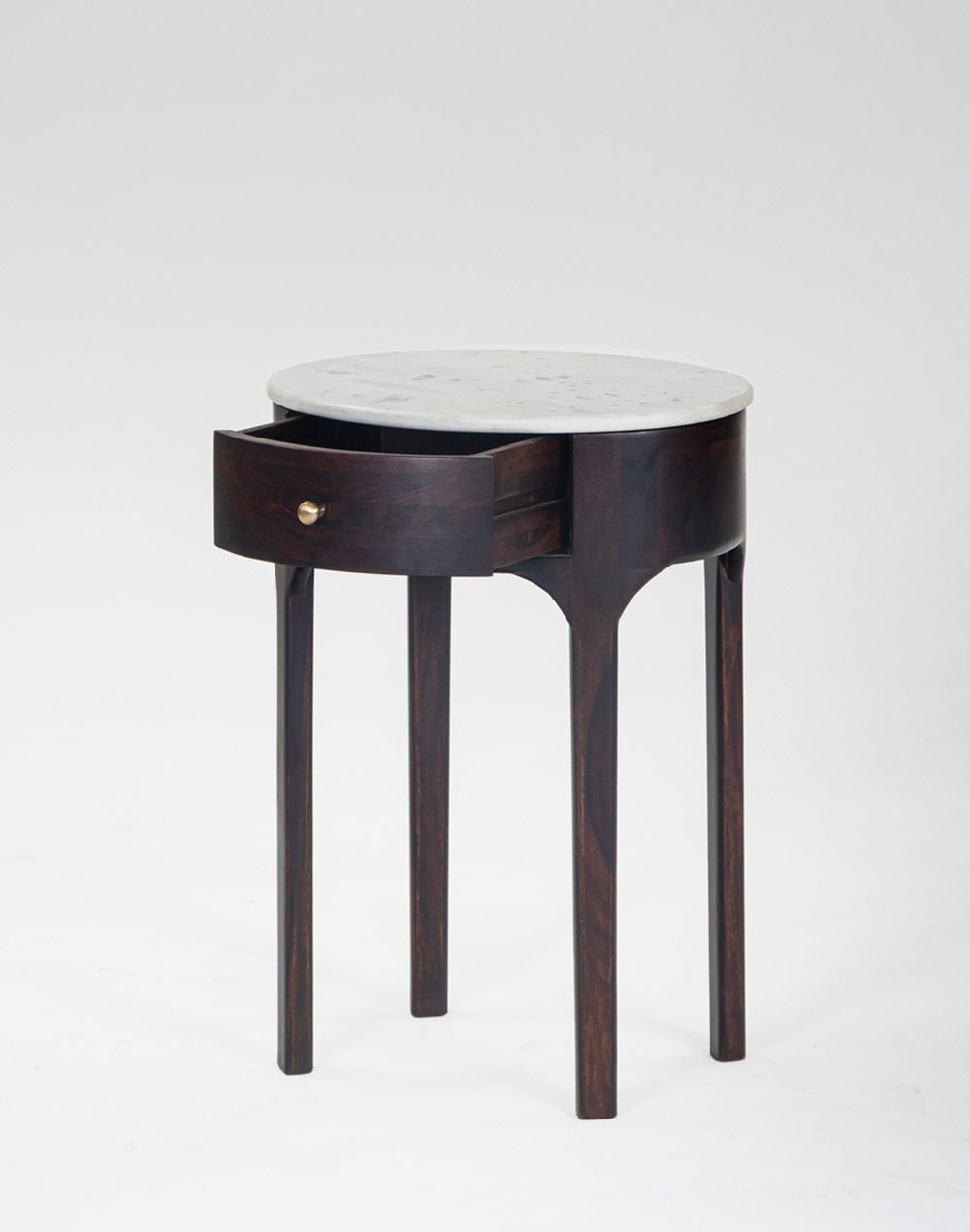 Solid Wood Side Table In Walnut Finish