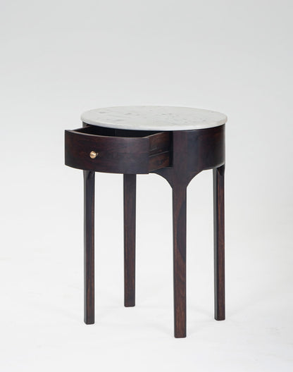 Solid Wood Side Table In Walnut Finish