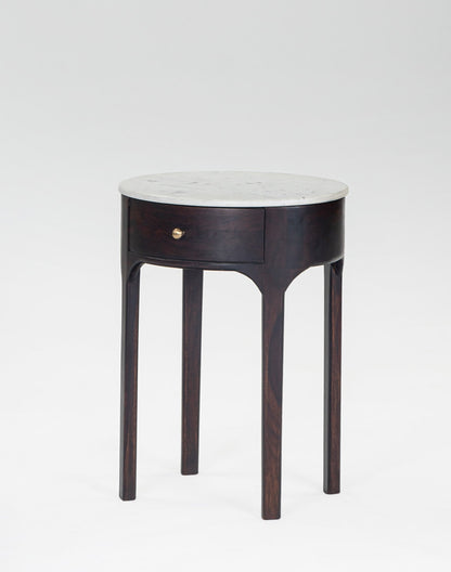 Solid Wood Side Table In Walnut Finish