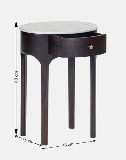 Solid Wood Side Table In Walnut Finish