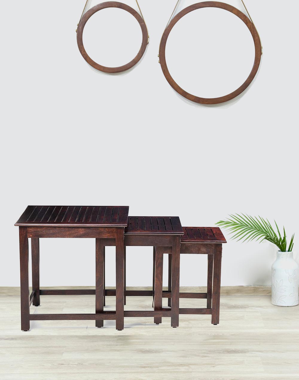 Solid Wood Nesting Tables In Walnut Finish