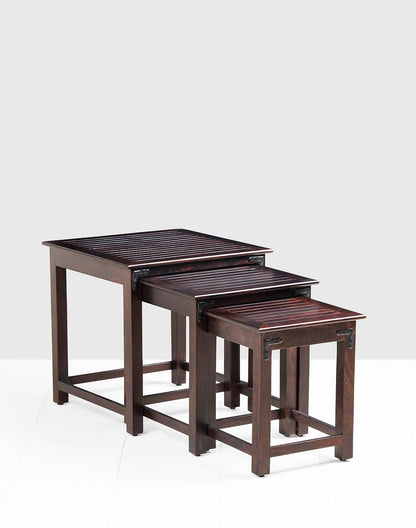 Solid Wood Nesting Tables In Walnut Finish