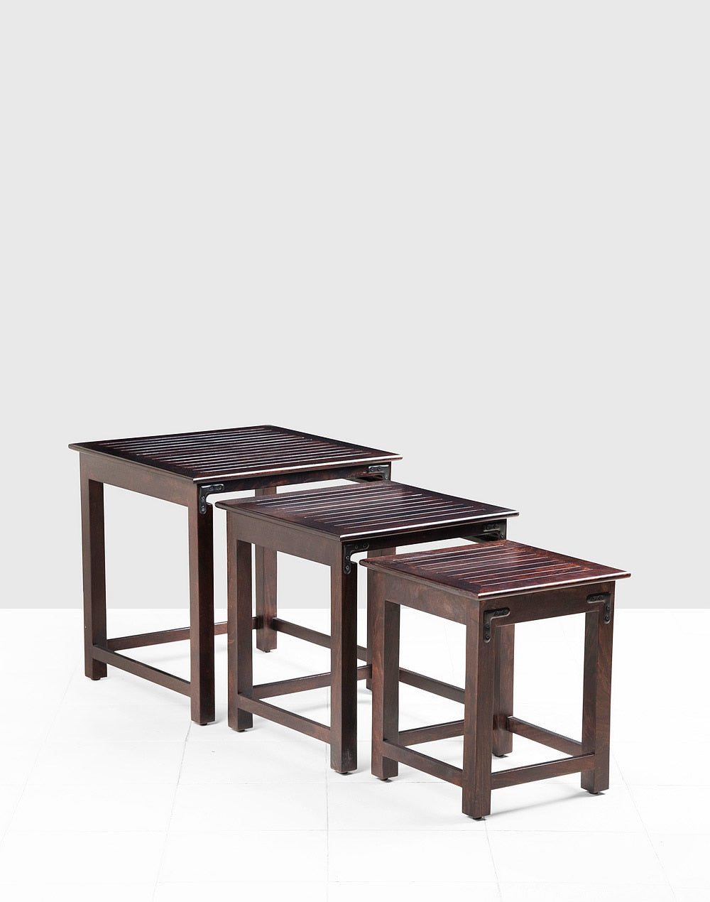 Solid Wood Nesting Tables In Walnut Finish