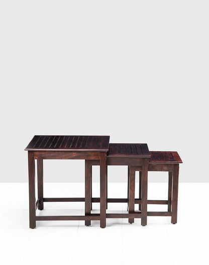 Solid Wood Nesting Tables In Walnut Finish