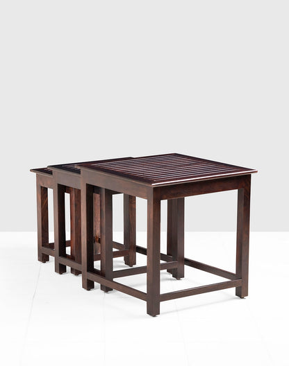 Solid Wood Nesting Tables In Walnut Finish