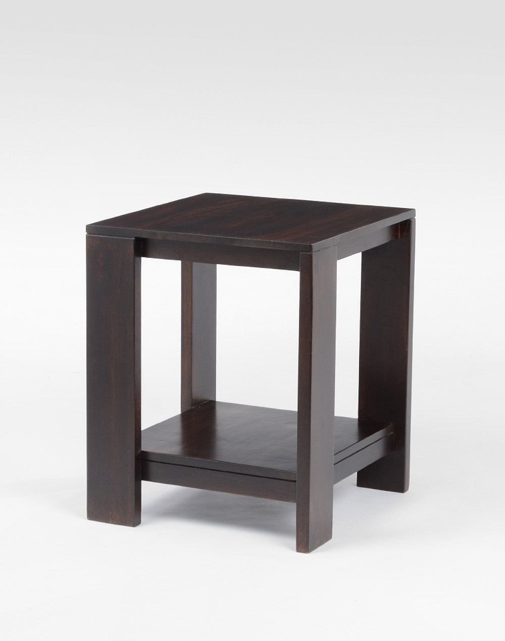 Solid Wood Side Table In Dark Walnut Finish