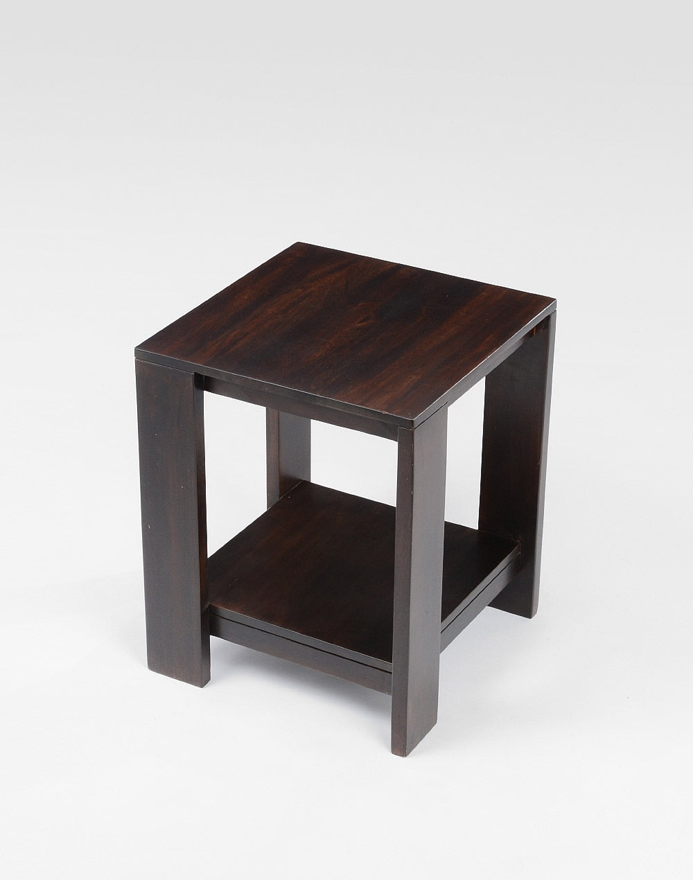 Solid Wood Side Table In Dark Walnut Finish