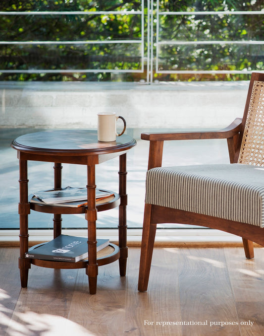 Solid Wood Side Table In Walnut Finish