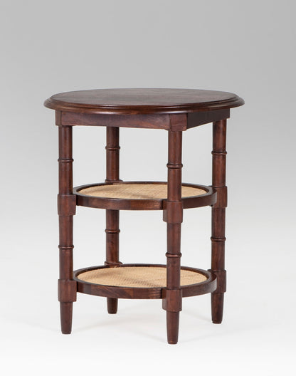 Solid Wood Side Table In Walnut Finish