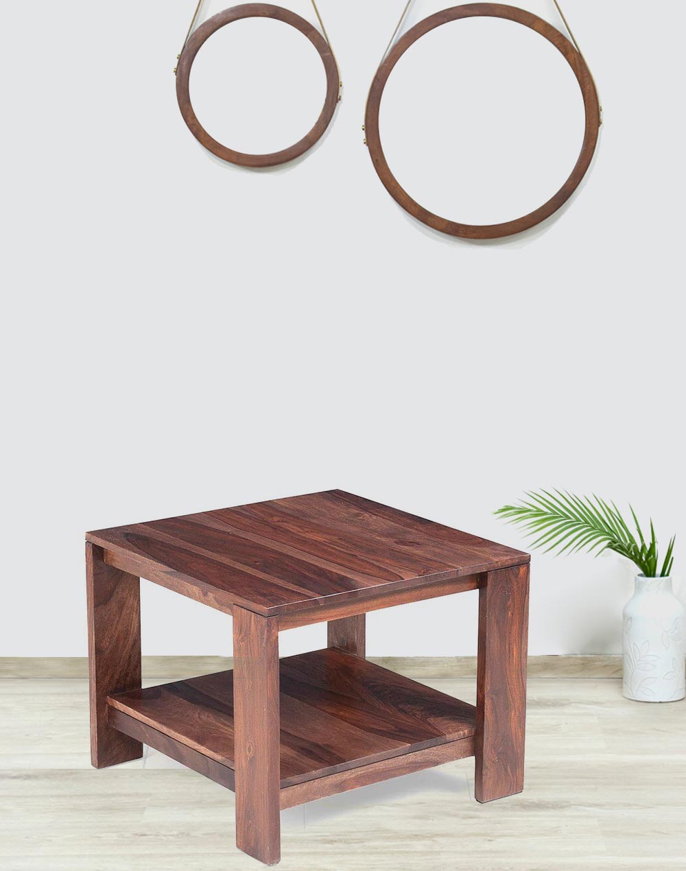 Solid Wood Side Table In Teak Finish