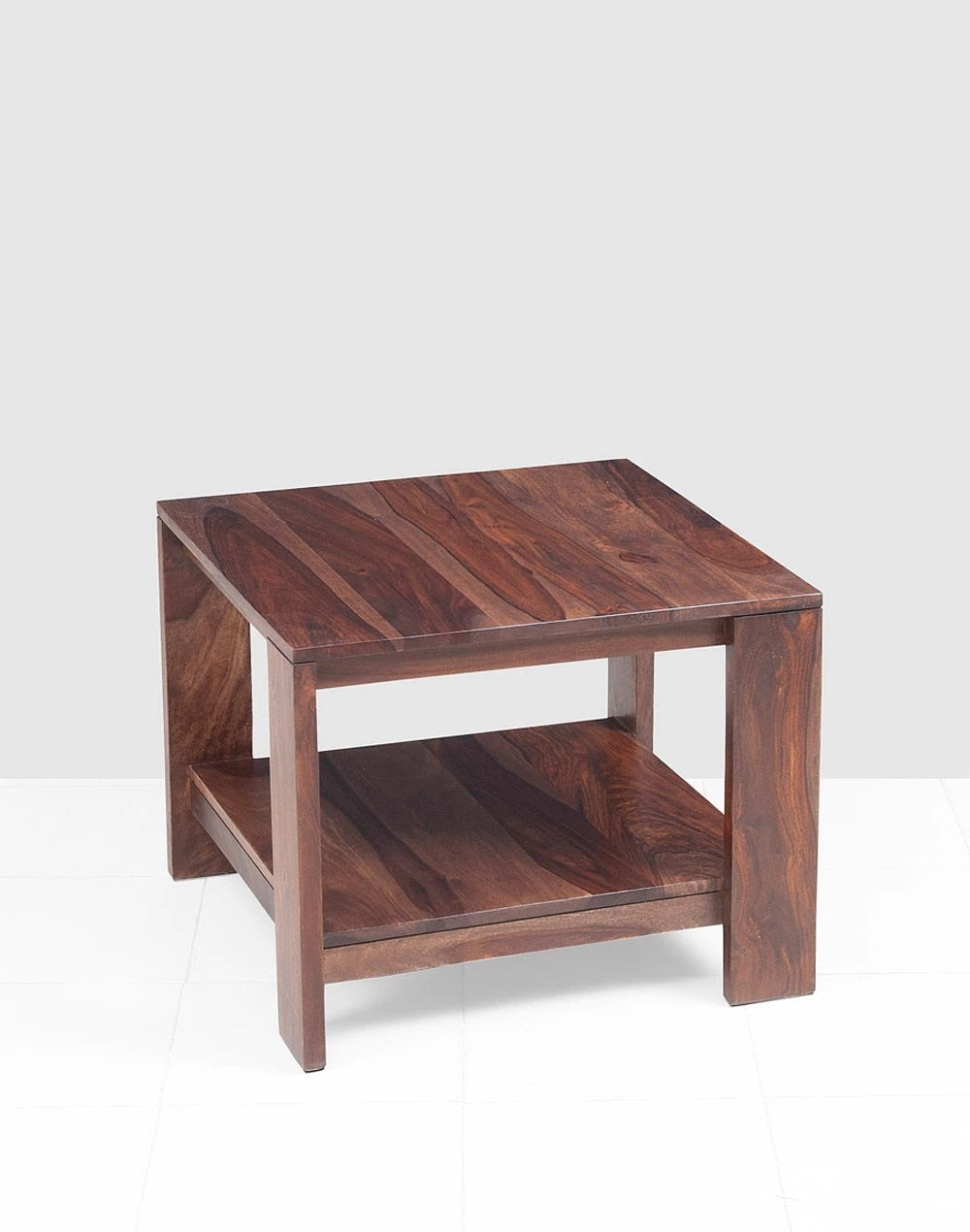 Solid Wood Side Table In Teak Finish