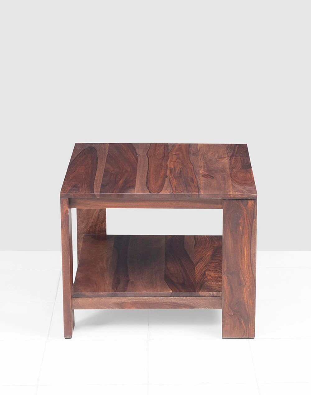 Solid Wood Side Table In Teak Finish