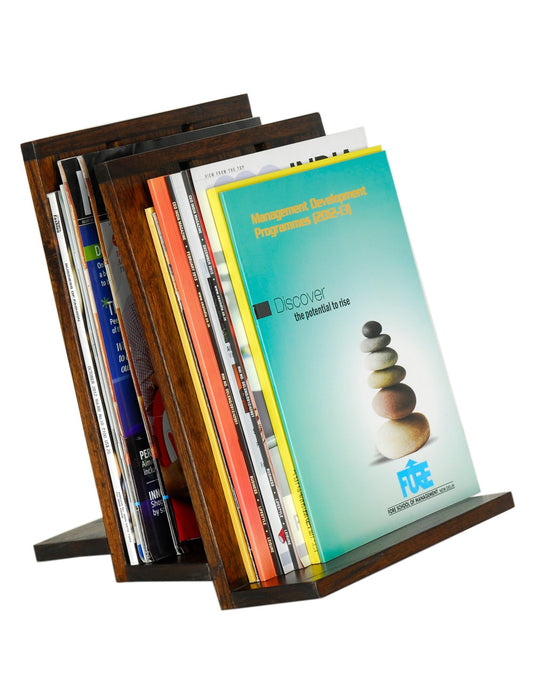 Solid Wood Magazine Stand In Teak Finish