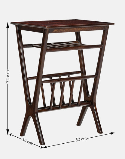 Solid Wood Magazine Stand In Teak Finish