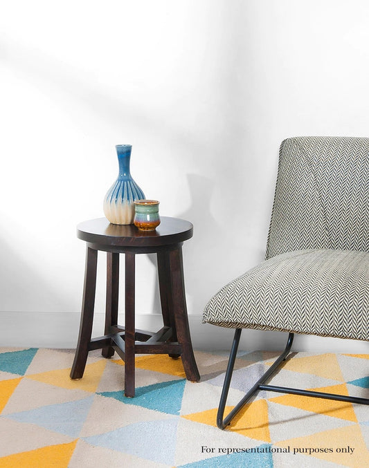 Solid Wood Stool In Teak Finish