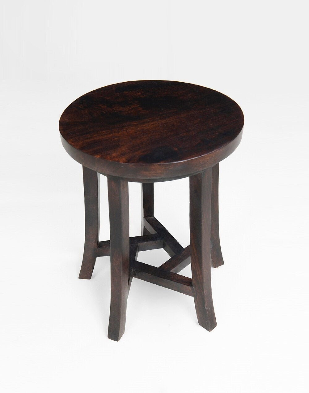 Solid Wood Stool In Teak Finish