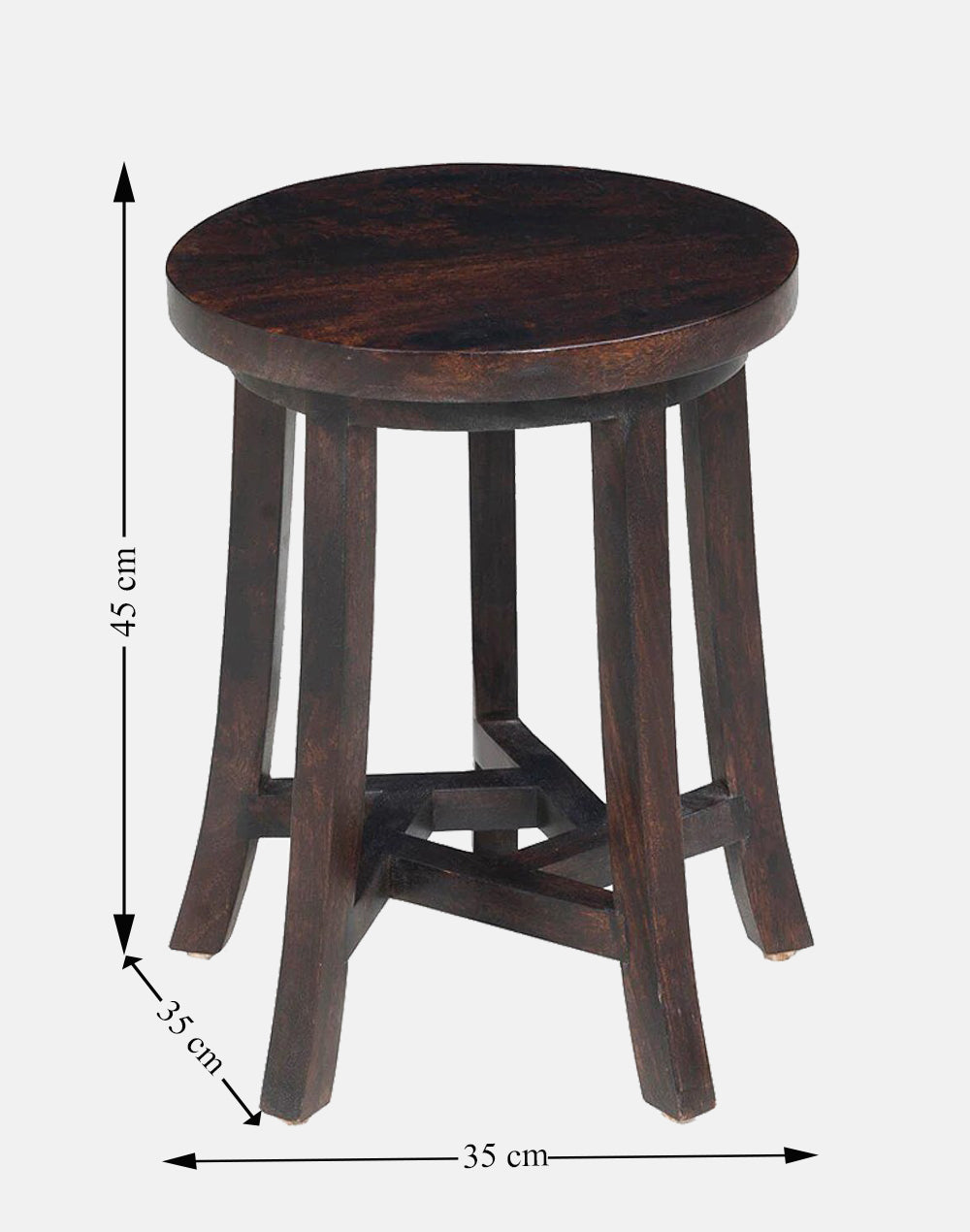 Solid Wood Stool In Teak Finish