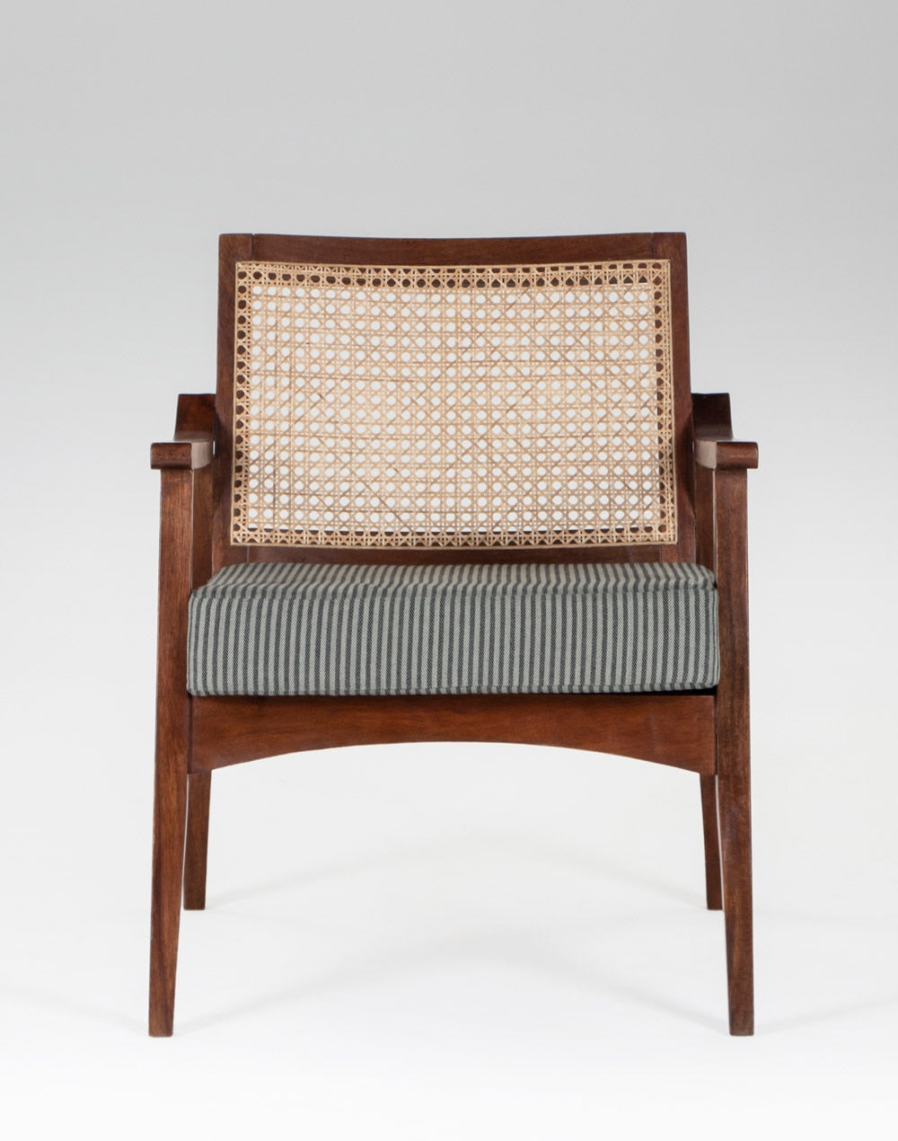 Solid Wood And Cloth Upholstered Chair In Teak Finish