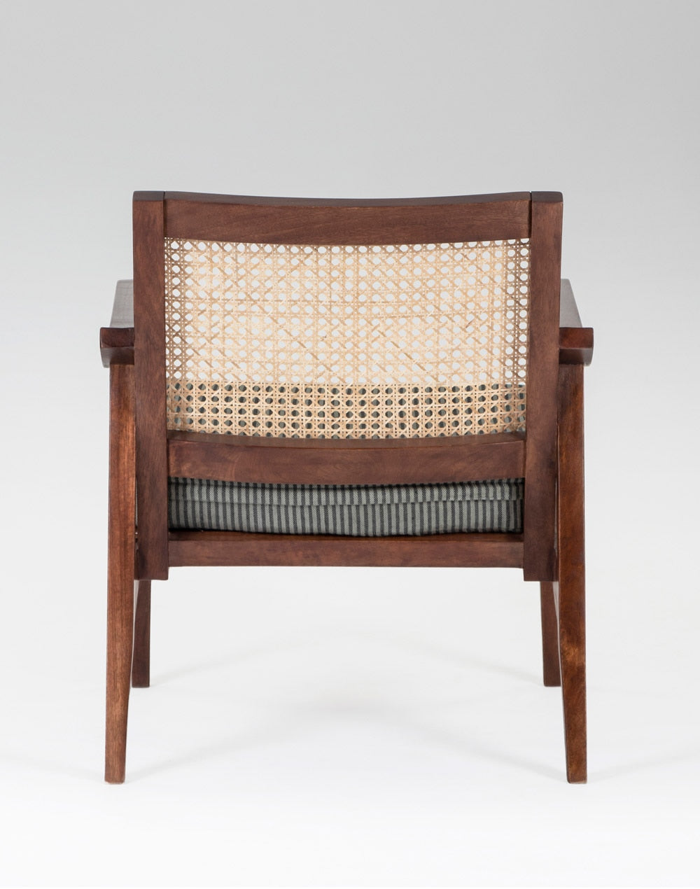 Solid Wood And Cloth Upholstered Chair In Teak Finish