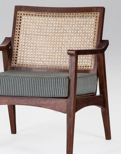 Solid Wood And Cloth Upholstered Chair In Teak Finish