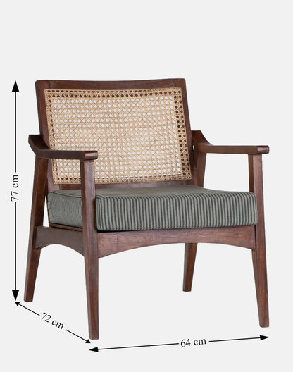 Solid Wood And Cloth Upholstered Chair In Teak Finish