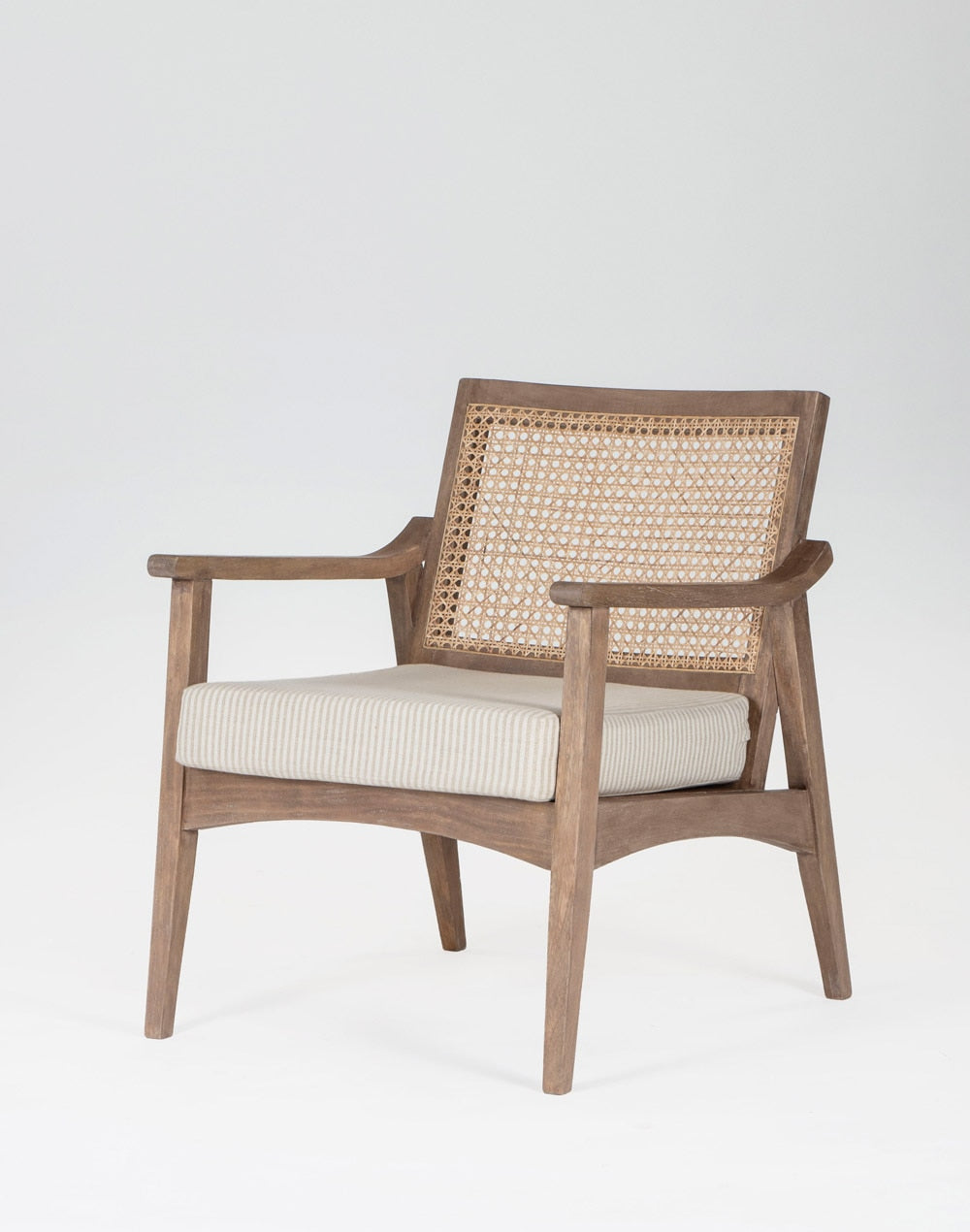 Solid Wood And Cloth Upholstered Chair In Stone Finish