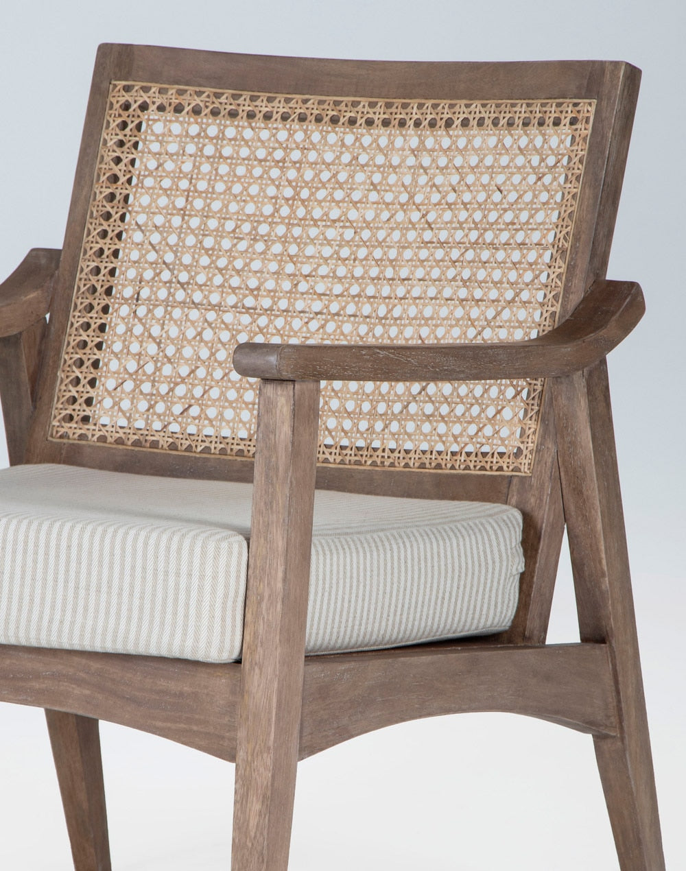 Solid Wood And Cloth Upholstered Chair In Stone Finish