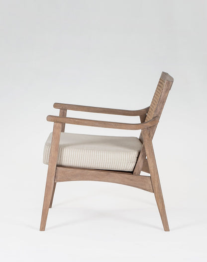 Solid Wood And Cloth Upholstered Chair In Stone Finish