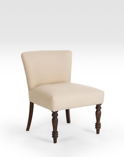 Solid Wood And Cloth Upholstered Chair In Teak Finish