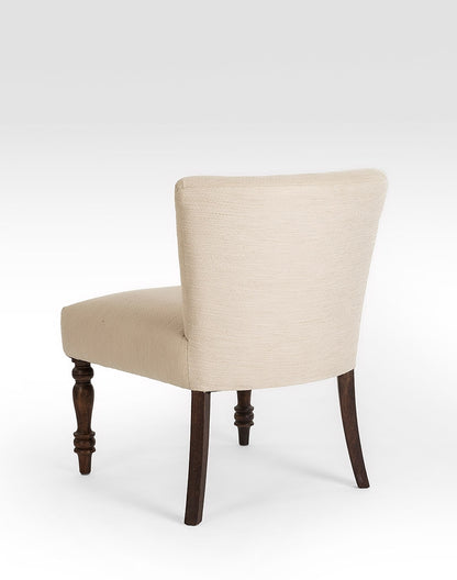 Solid Wood And Cloth Upholstered Chair In Teak Finish