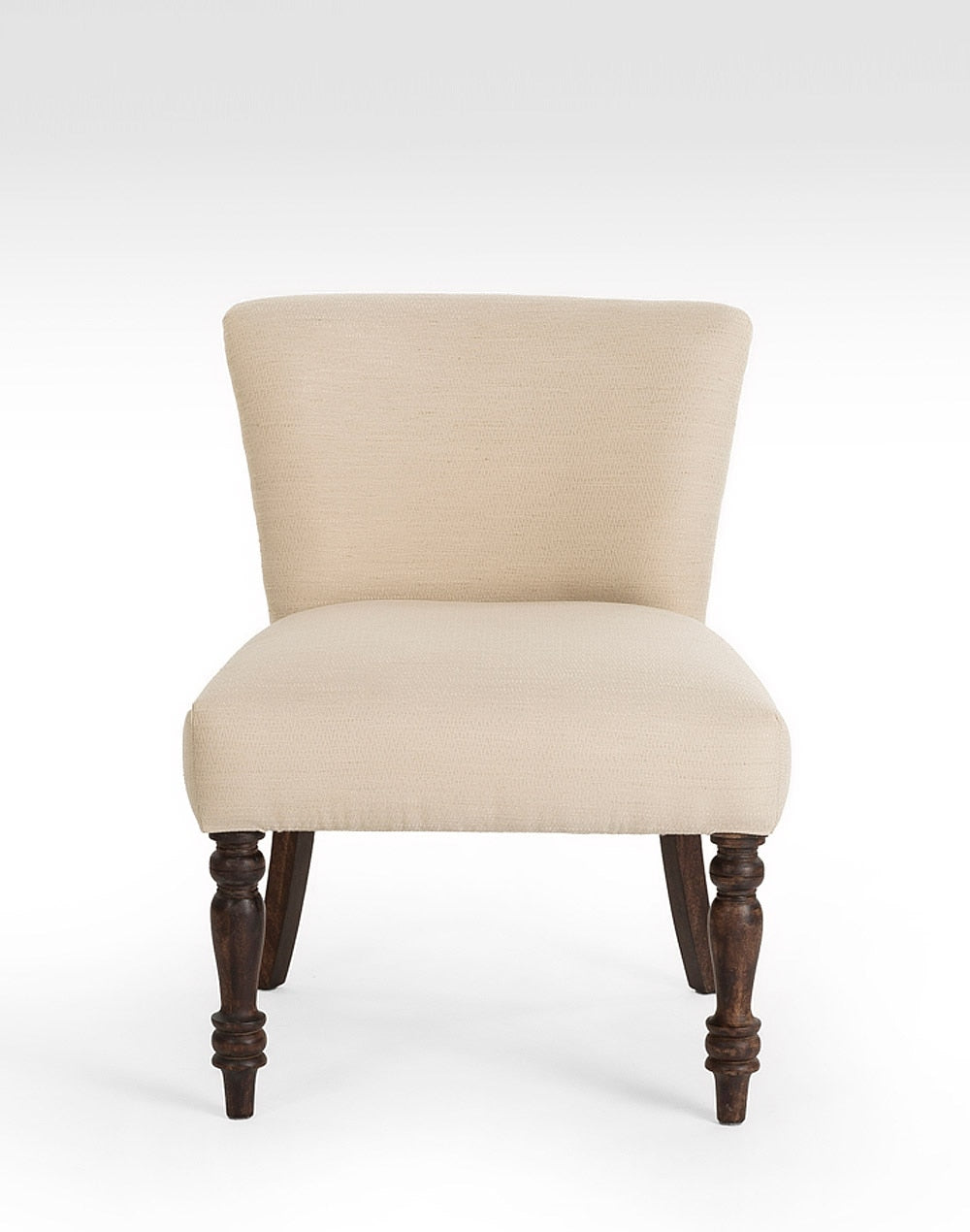 Solid Wood And Cloth Upholstered Chair In Teak Finish