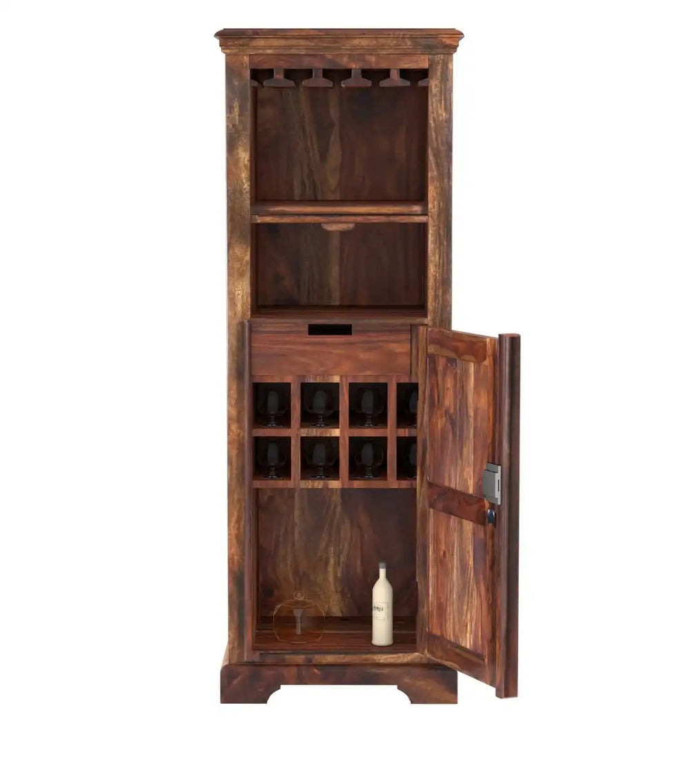 Solid Wood Bar Cabinet In Teak Finish