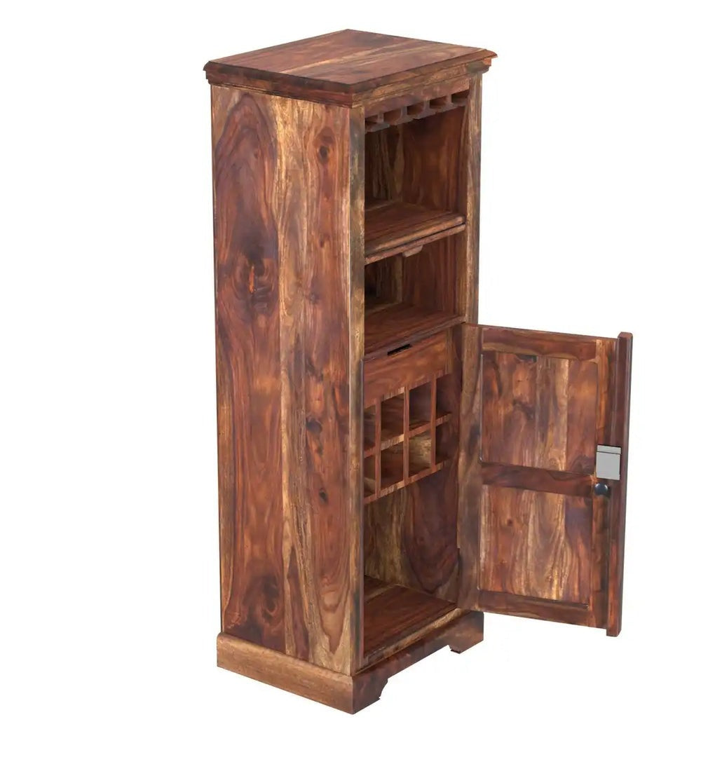 Solid Wood Bar Cabinet In Teak Finish