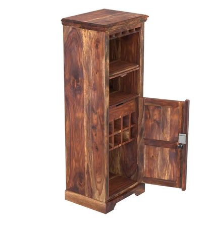 Solid Wood Bar Cabinet In Teak Finish