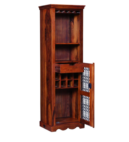 Solid Wood Bar Cabinet In Natural Finish