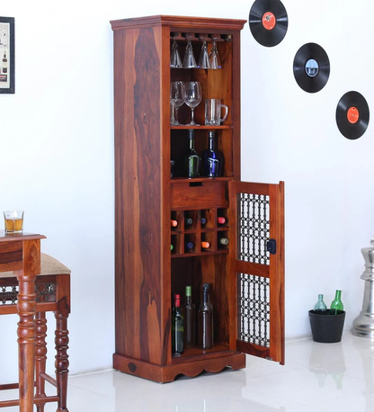 Solid Wood Bar Cabinet In Natural Finish