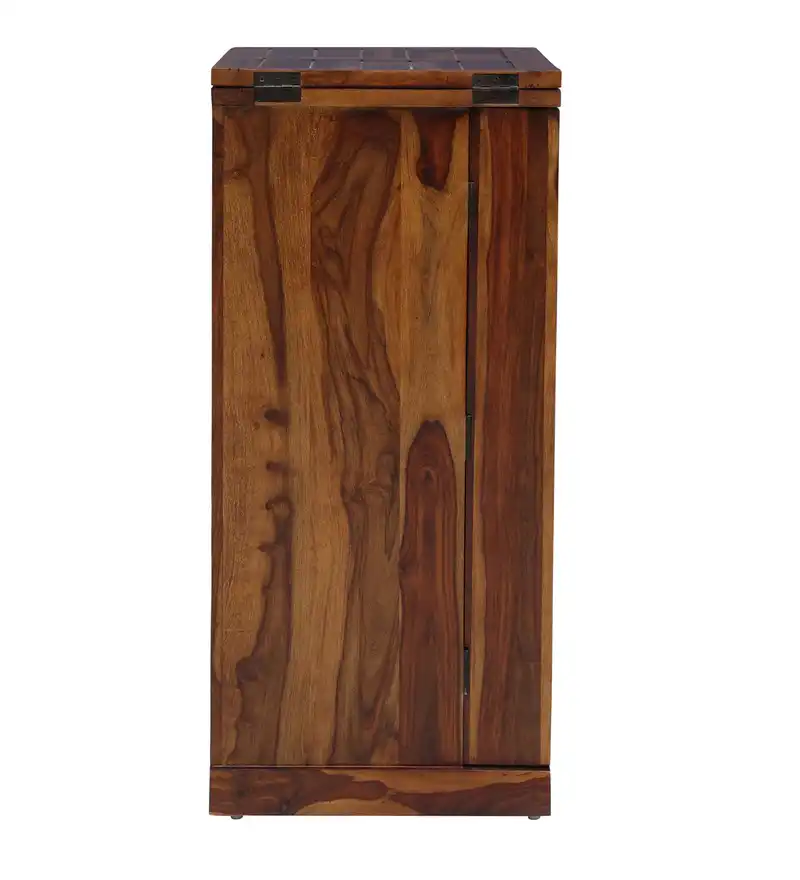 Solid Wood Bar Cabinet In Teak Finish