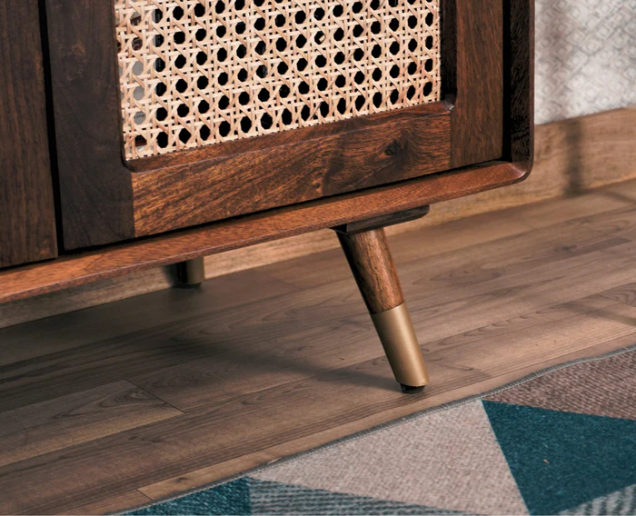 Solid Wood Bar Cabinet In Grey Finish