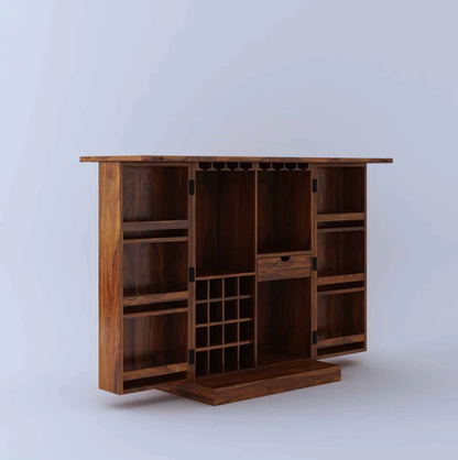 Solid Wood Bar Cabinet In Natural Finish