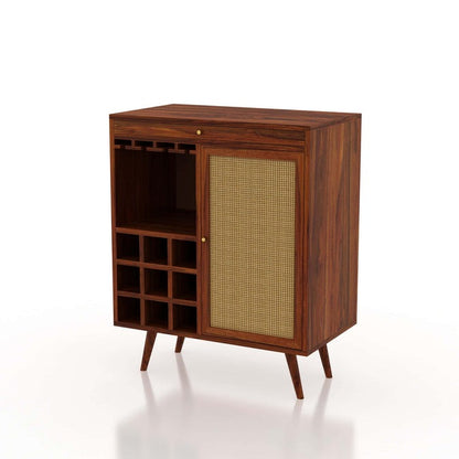 Solid Wood Bar Cabinet In Natural Finish