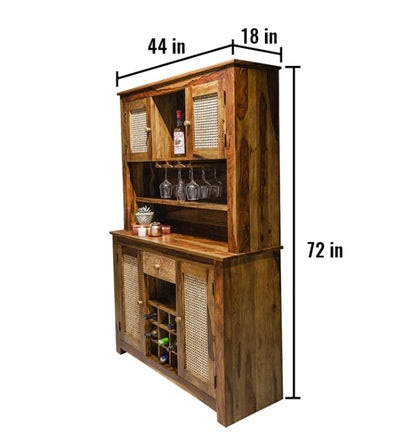 Solid Wood Bar Cabinet In Natural Finish