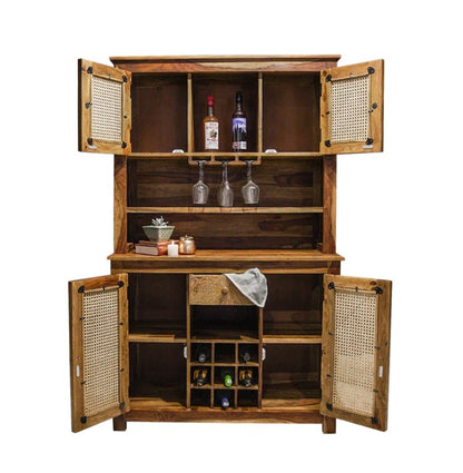 Solid Wood Bar Cabinet In Natural Finish