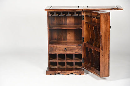 Solid Wood Bar Cabinet In Natural Finish