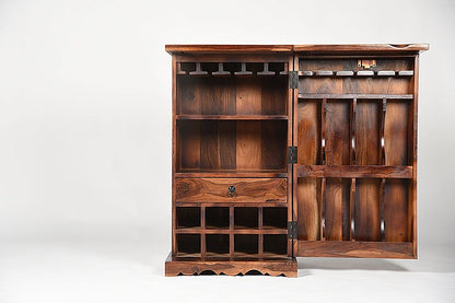 Solid Wood Bar Cabinet In Natural Finish