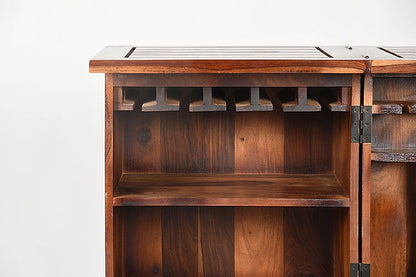 Solid Wood Bar Cabinet In Natural Finish