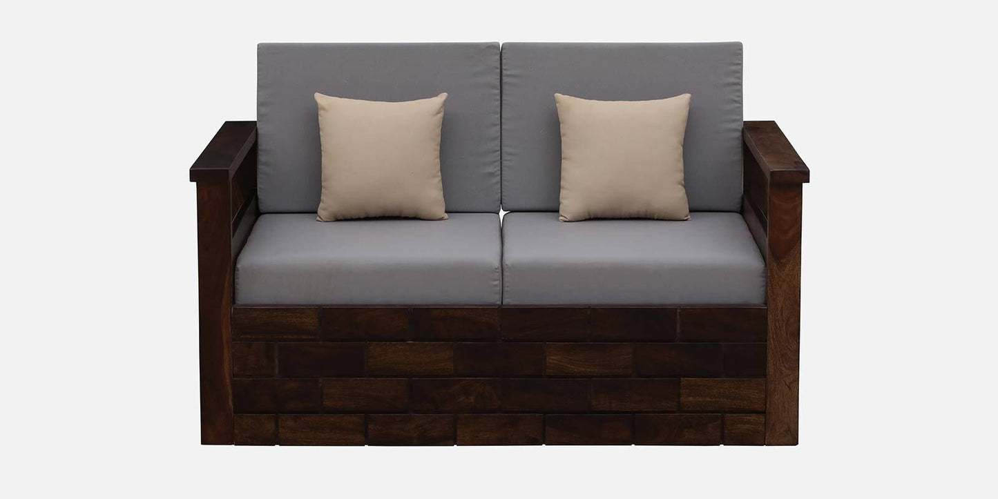 Modern - Sheesham Wood 2 Seater Sofa In Provincial Teak Finish - Grey