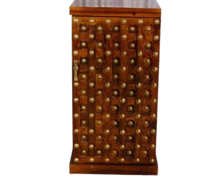 Solid Wood Bar Cabinet In Honey Finish