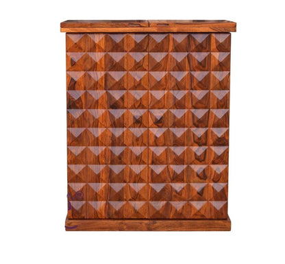 Solid Wood Bar Cabinet In Honey Finish