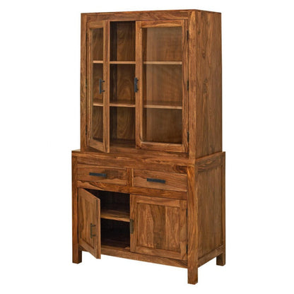 Solid Wood Bar Cabinet In Honey Finish