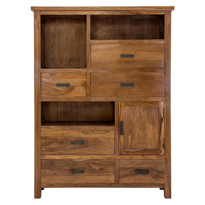 Solid Wood Bar Cabinet In Honey Finish